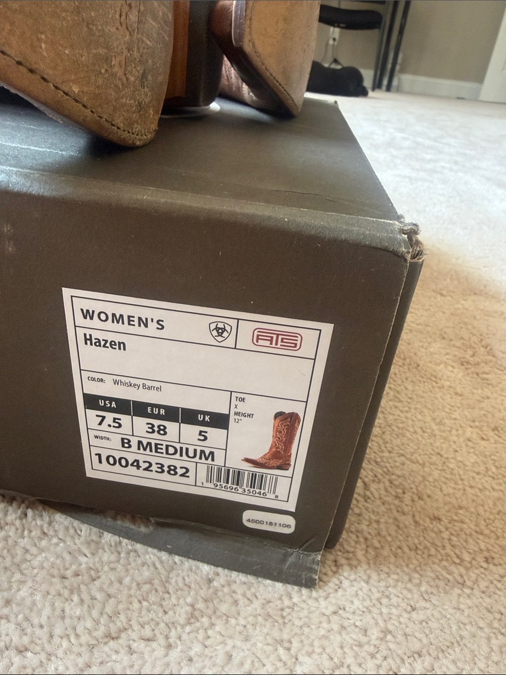 Ariat Brown Embroidered Hazen Western Boots in Whiskey Barrel - Picture 7 of 7